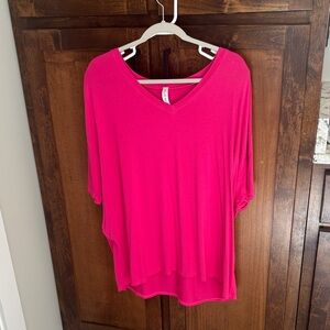 Vibrant Pink V-Neck Women's Top